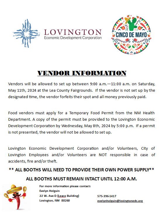 Lovington EDC 5 de Mayo Vendor Information
